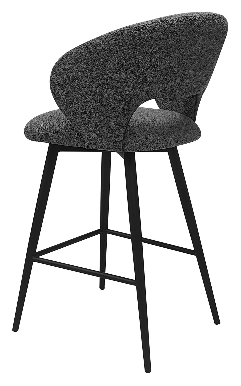 Stella Grey Boucle Fabric Swivel Bar Stool with Black Legs (Single) - Home Furniture Interiors