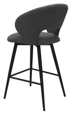 Stella Grey Boucle Fabric Swivel Bar Stool with Black Legs (Single) - Home Furniture Interiors