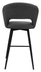Stella Grey Boucle Fabric Swivel Bar Stool with Black Legs (Single) - Home Furniture Interiors