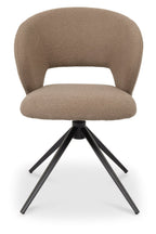 Mocha Beige Boucle Fabric Swivel Dining Chair Black Legs - Home Furniture Interiors