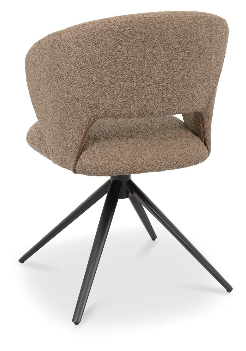 Mocha Beige Boucle Fabric Swivel Dining Chair Black Legs - Home Furniture Interiors
