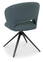 Blue Boucle Fabric Stella 360deg Self Returning Swivel Dining Chair with Black Legs - Home Furniture Interiors