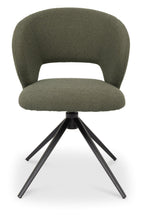 Green Boucle Fabric Curve Back Swivel Dining Chair Black Leg - Home Furniture Interiors