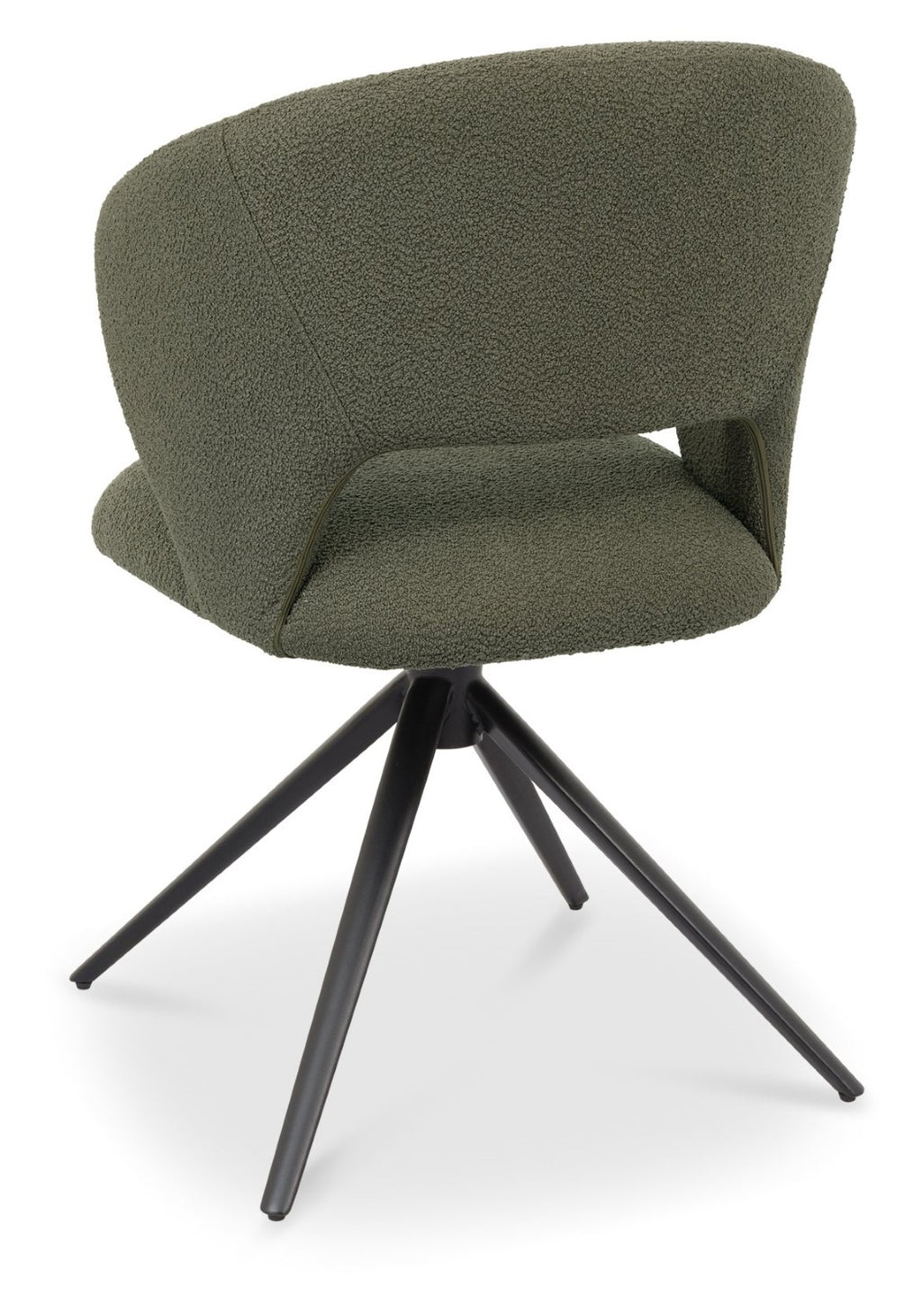 Green Boucle Fabric Curve Back Swivel Dining Chair Black Leg - Home Furniture Interiors