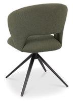 Green Boucle Fabric Curve Back Swivel Dining Chair Black Leg - Home Furniture Interiors