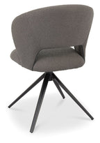 Grey Boucle Fabric Curved Swivel Dining Chair Black Legs - Home Furniture Interiors