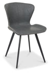 Grey Leather Effect Scoop Back Dining Chair with Black Legs