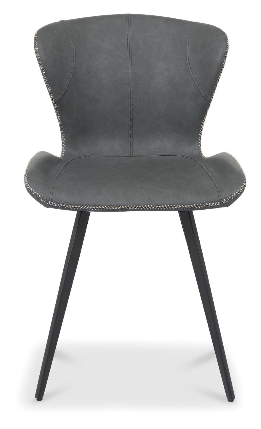 Grey Leather Effect Scoop Back Dining Chair with Black Legs - Home Furniture Interiors