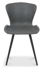 Grey Leather Effect Scoop Back Dining Chair with Black Legs - Home Furniture Interiors