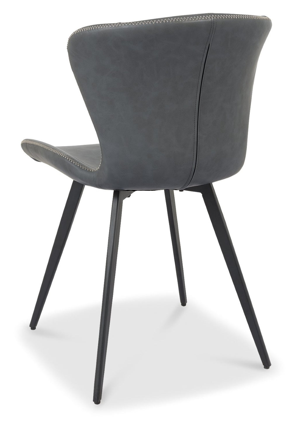 Grey Leather Effect Scoop Back Dining Chair with Black Legs - Home Furniture Interiors
