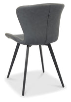 Grey Leather Effect Scoop Back Dining Chair with Black Legs - Home Furniture Interiors