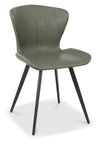 Olive Green Leather Effect Scoop Back Dining Chair