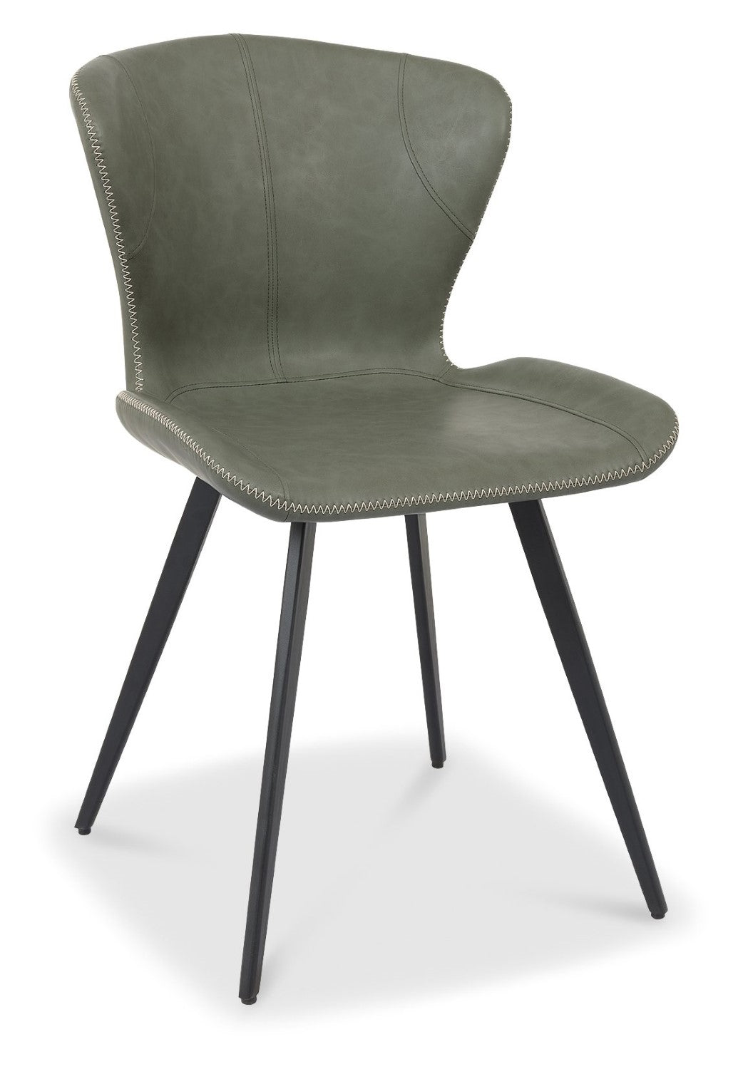 Olive Green Leather Effect Scoop Back Dining Chair