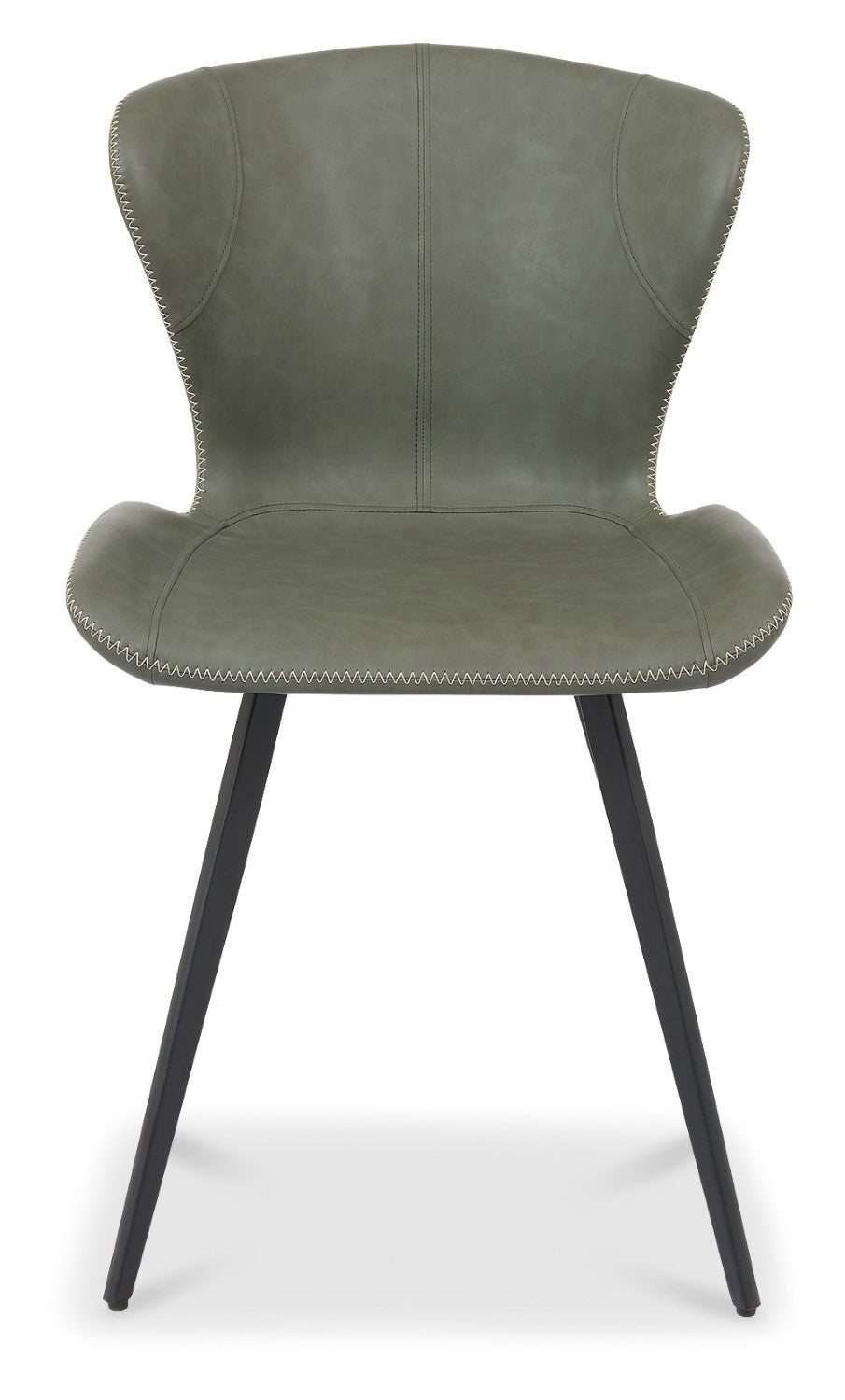 Olive Green Leather Effect Scoop Back Dining Chair - Home Furniture Interiors