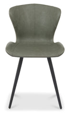 Olive Green Leather Effect Scoop Back Dining Chair - Home Furniture Interiors