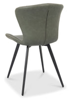 Olive Green Leather Effect Scoop Back Dining Chair - Home Furniture Interiors