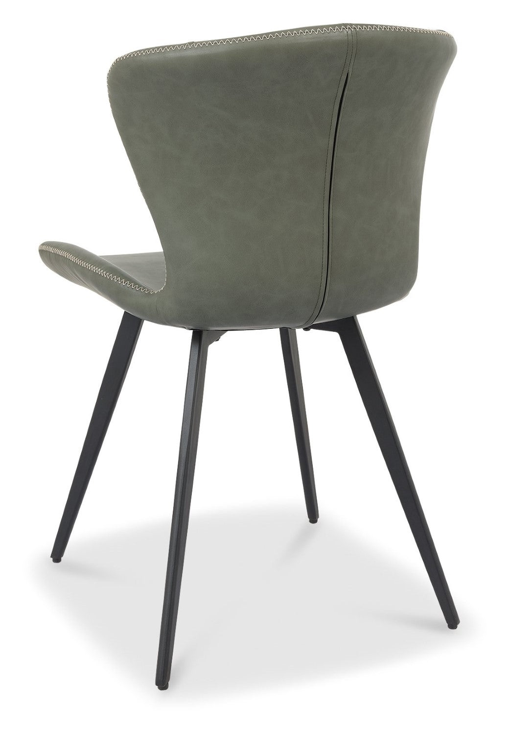 Olive Green Leather Effect Scoop Back Dining Chair - Home Furniture Interiors