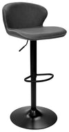 Dark Grey Leather Effect Swivel Barstool Black Base