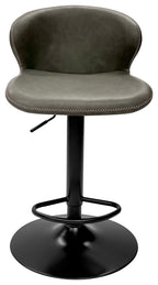 Olive Green Leather Effect Gas Lift Swivel Barstool - Home Furniture Interiors