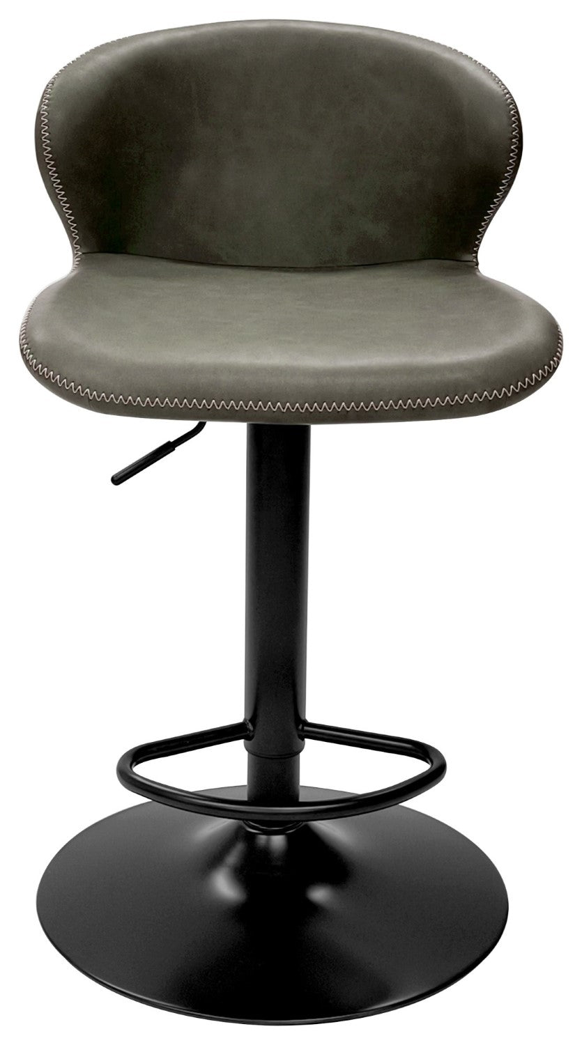 Olive Green Leather Effect Gas Lift Swivel Barstool - Home Furniture Interiors