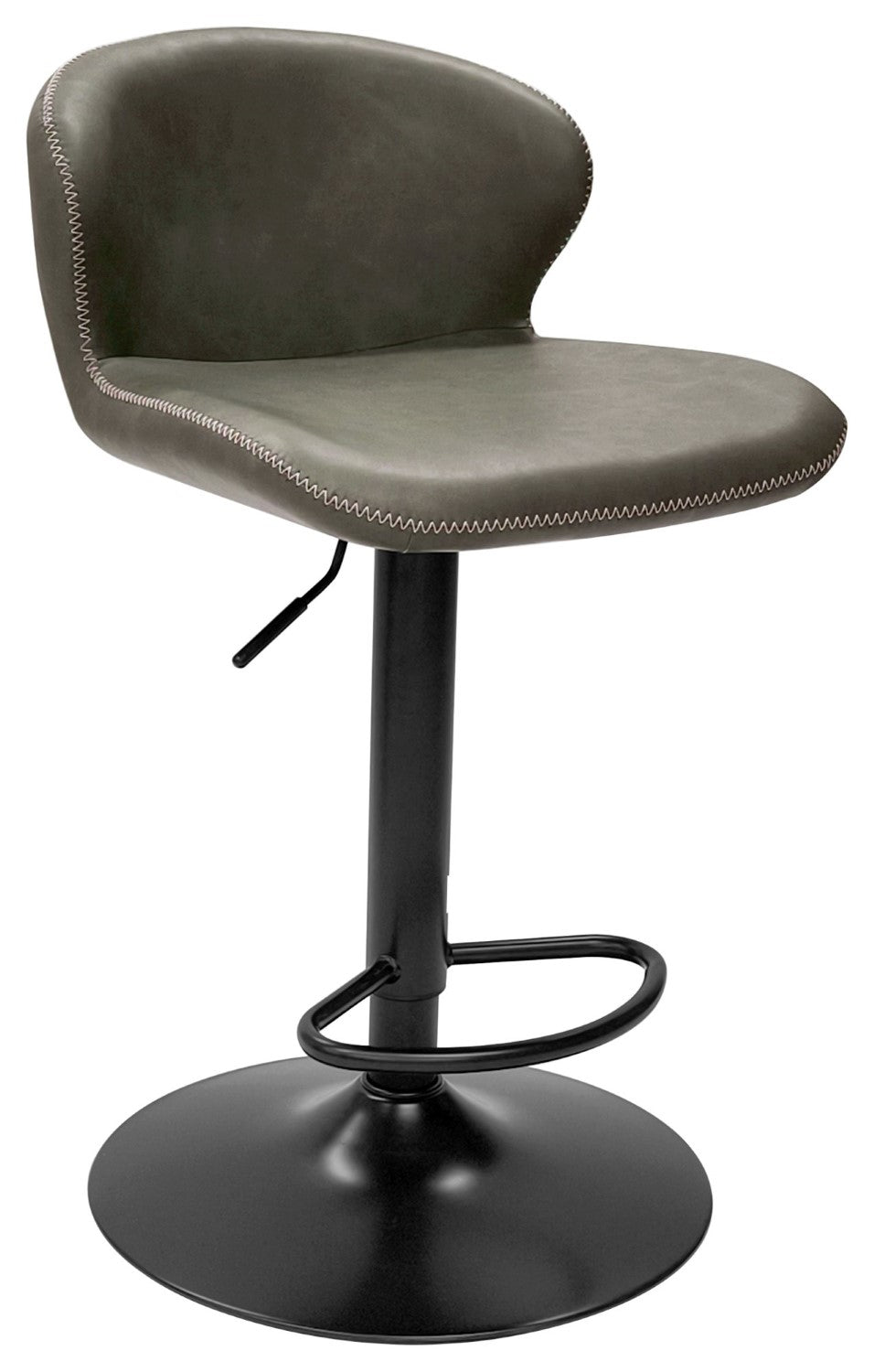 Olive Green Leather Effect Gas Lift Swivel Barstool - Home Furniture Interiors