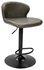 Olive Green Leather Effect Gas Lift Swivel Barstool - Home Furniture Interiors