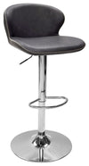 Dark Grey Leather Effect Swivel Barstool Chrome Base