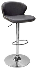 Dark Grey Leather Effect Swivel Barstool Chrome Base