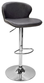 Dark Grey Leather Effect Swivel Barstool Chrome Base
