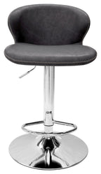 Dark Grey Leather Effect Swivel Barstool Chrome Base - Home Furniture Interiors