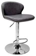 Dark Grey Leather Effect Swivel Barstool Chrome Base - Home Furniture Interiors