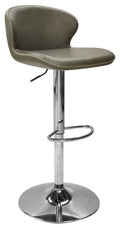 Olive Green Leather Effect Swivel Barstool Chrome Base