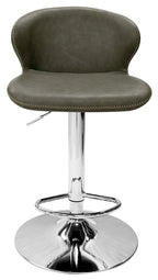 Olive Green Leather Effect Swivel Barstool Chrome Base - Home Furniture Interiors