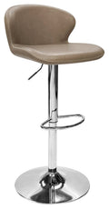 Stone Leather Effect Swivel Barstool Chrome Base