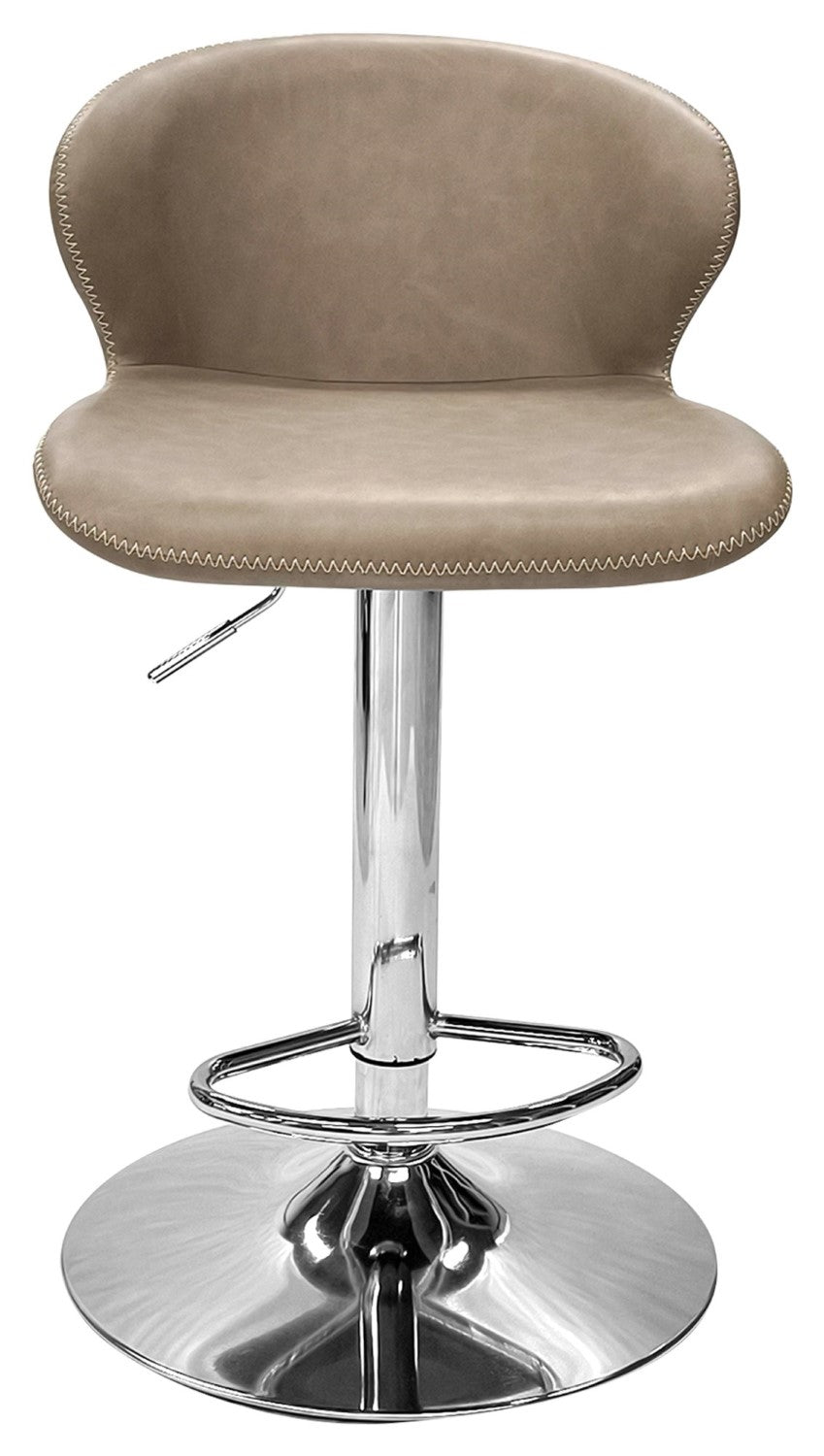 Stone Leather Effect Swivel Barstool Chrome Base - Home Furniture Interiors