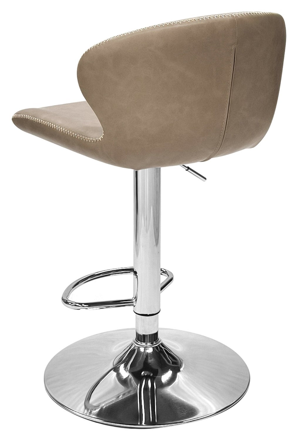 Stone Leather Effect Swivel Barstool Chrome Base - Home Furniture Interiors