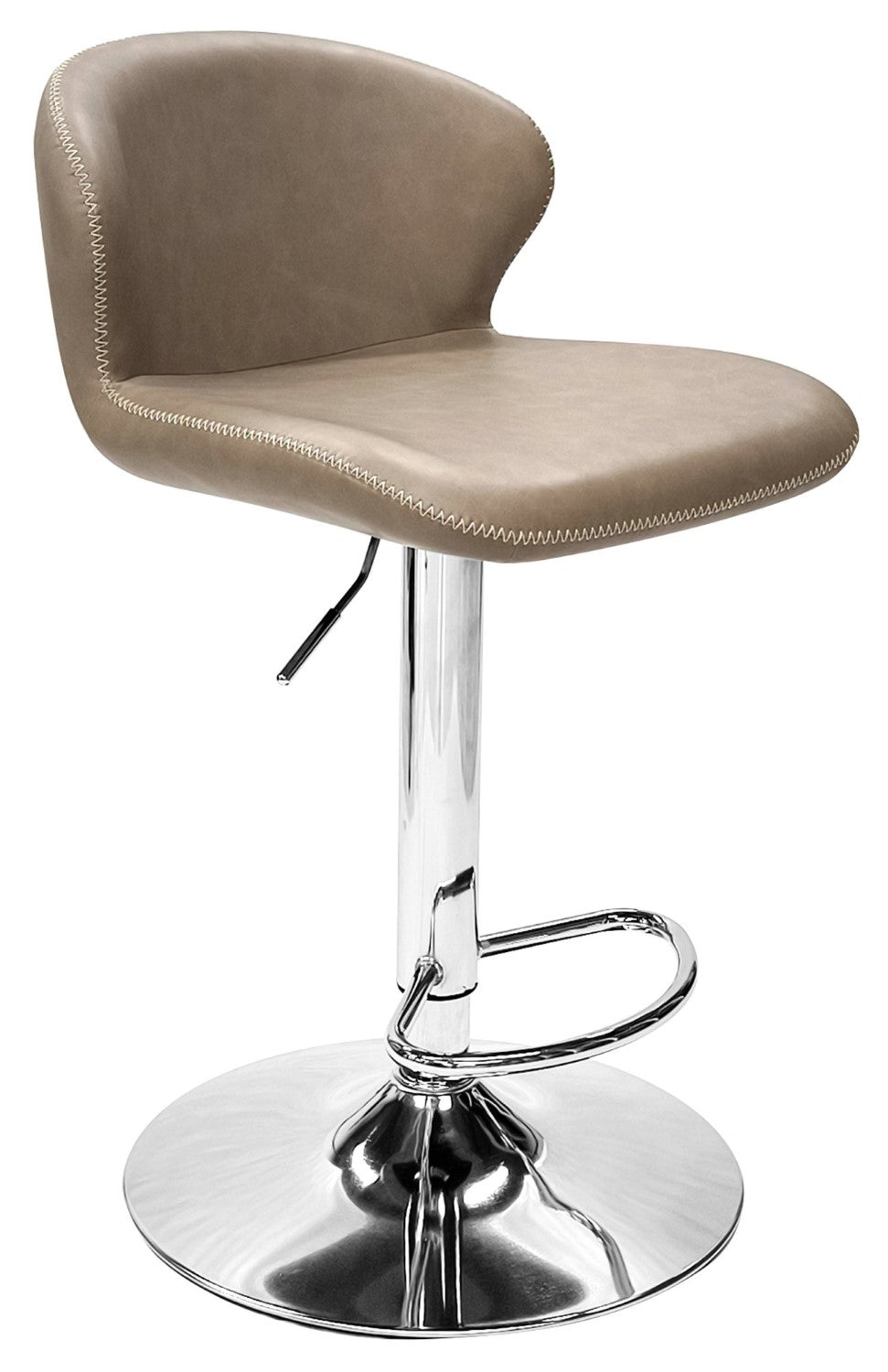 Stone Leather Effect Swivel Barstool Chrome Base - Home Furniture Interiors