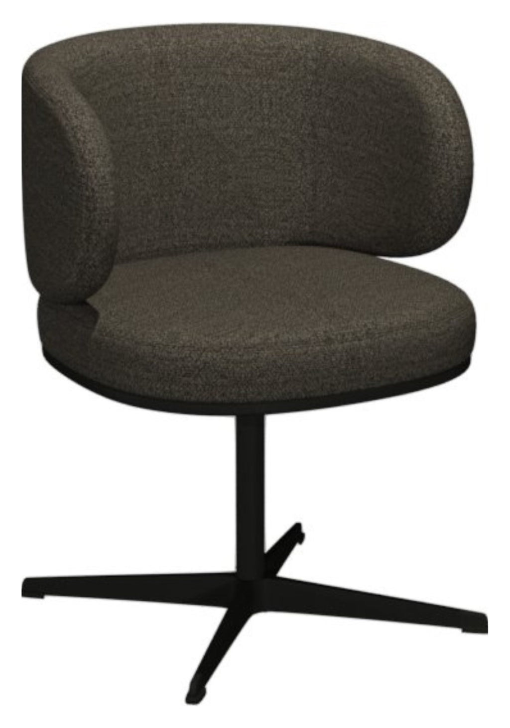Brown Boucle Fabric Curve Back Swivel Dining Chair - Home Furniture Interiors