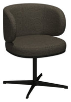 Brown Boucle Fabric Curve Back Swivel Dining Chair - Home Furniture Interiors