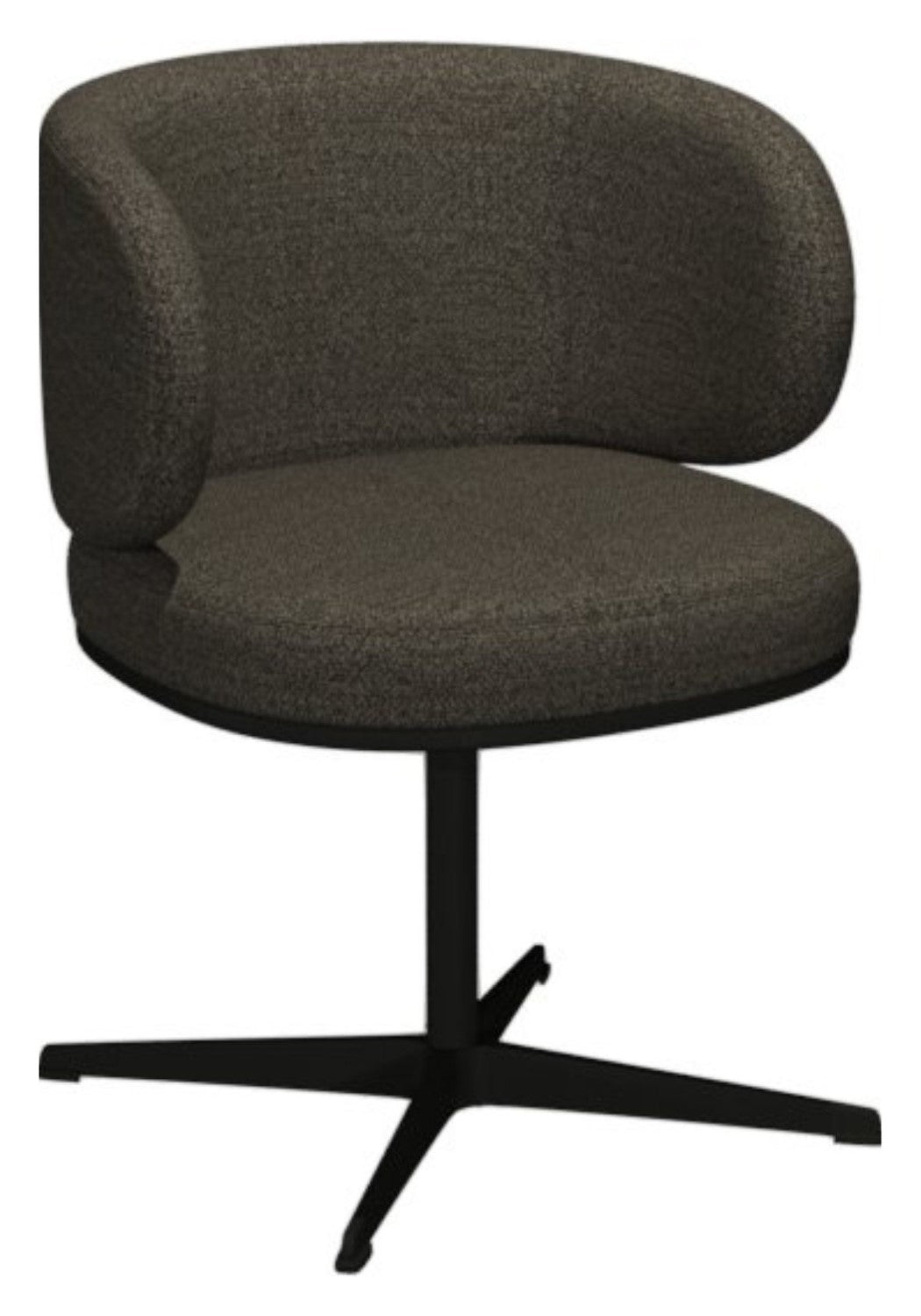 Brown Boucle Fabric Curve Back Swivel Dining Chair - Home Furniture Interiors