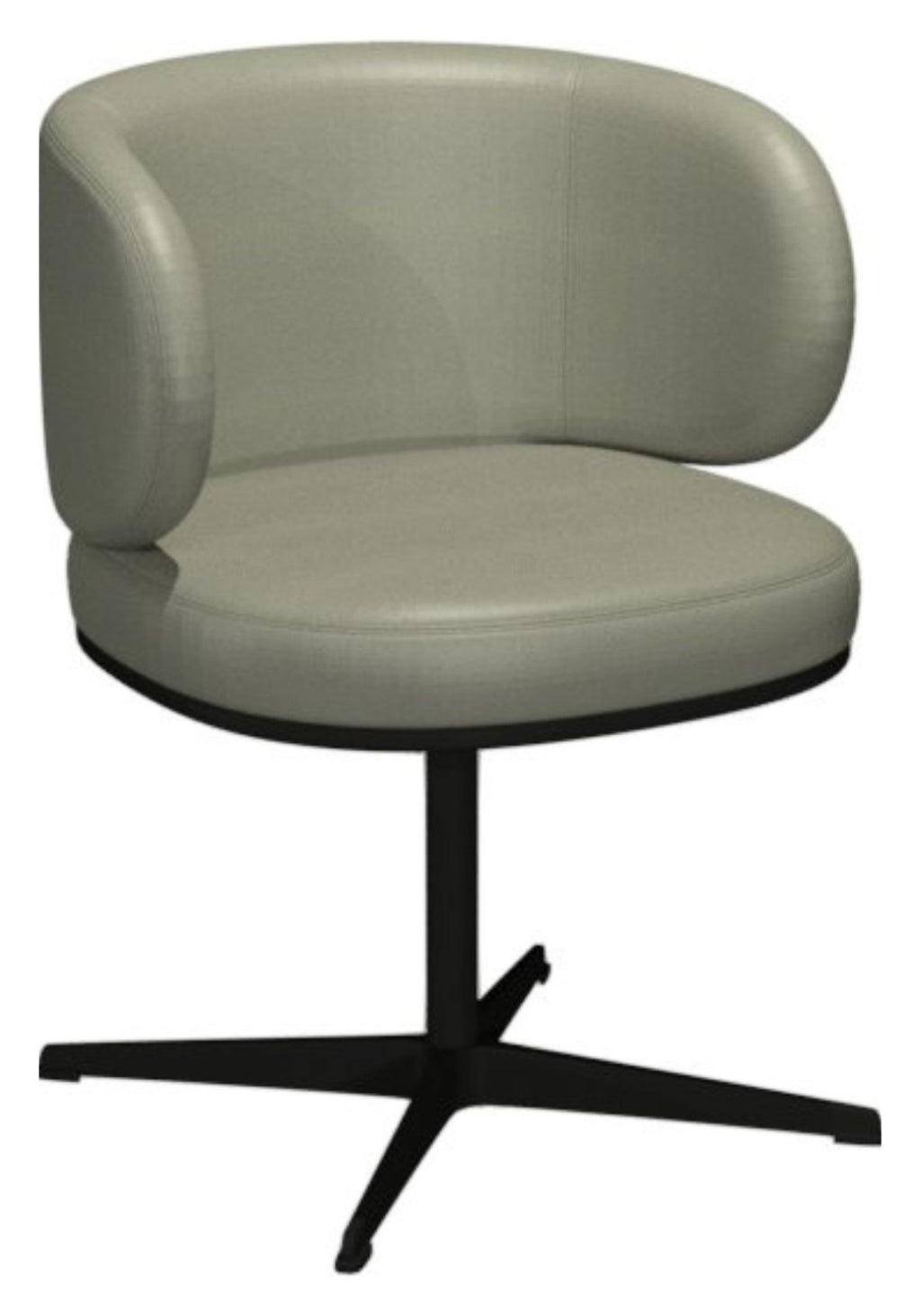 Light Grey Leather Effect Curved Back Swivel Dining Chair - Home Furniture Interiors
