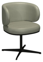 Light Grey Leather Effect Curved Back Swivel Dining Chair - Home Furniture Interiors
