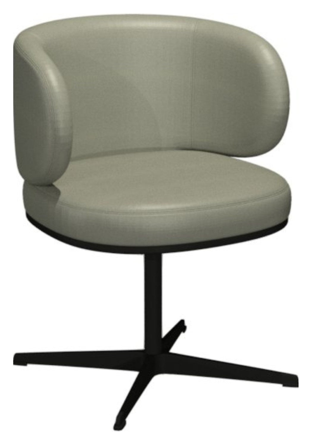 Light Grey Leather Effect Curved Back Swivel Dining Chair - Home Furniture Interiors
