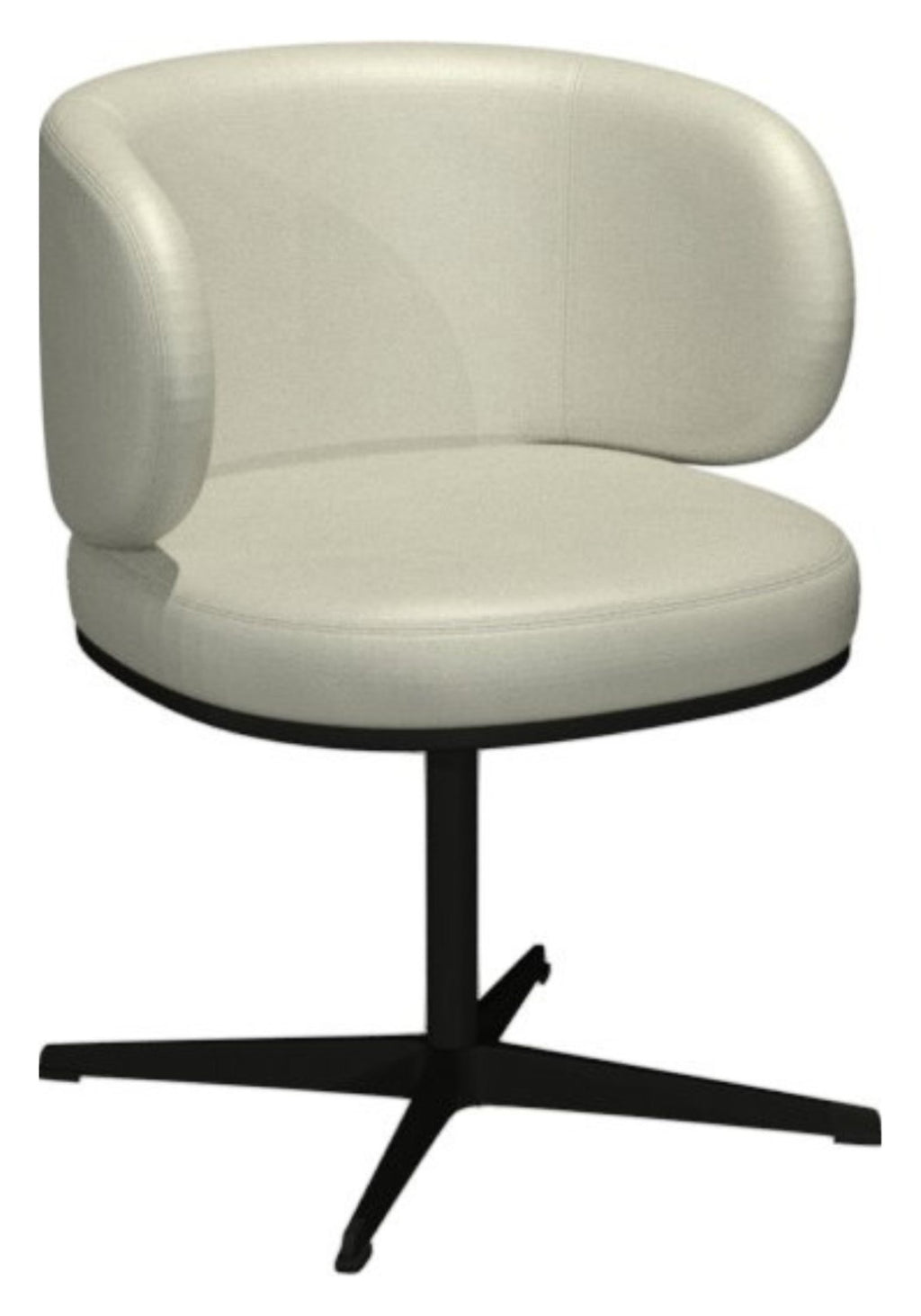 Ivory Leather Effect Curved Back Swivel Dining Chair - Home Furniture Interiors