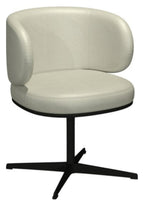 Ivory Leather Effect Curved Back Swivel Dining Chair - Home Furniture Interiors