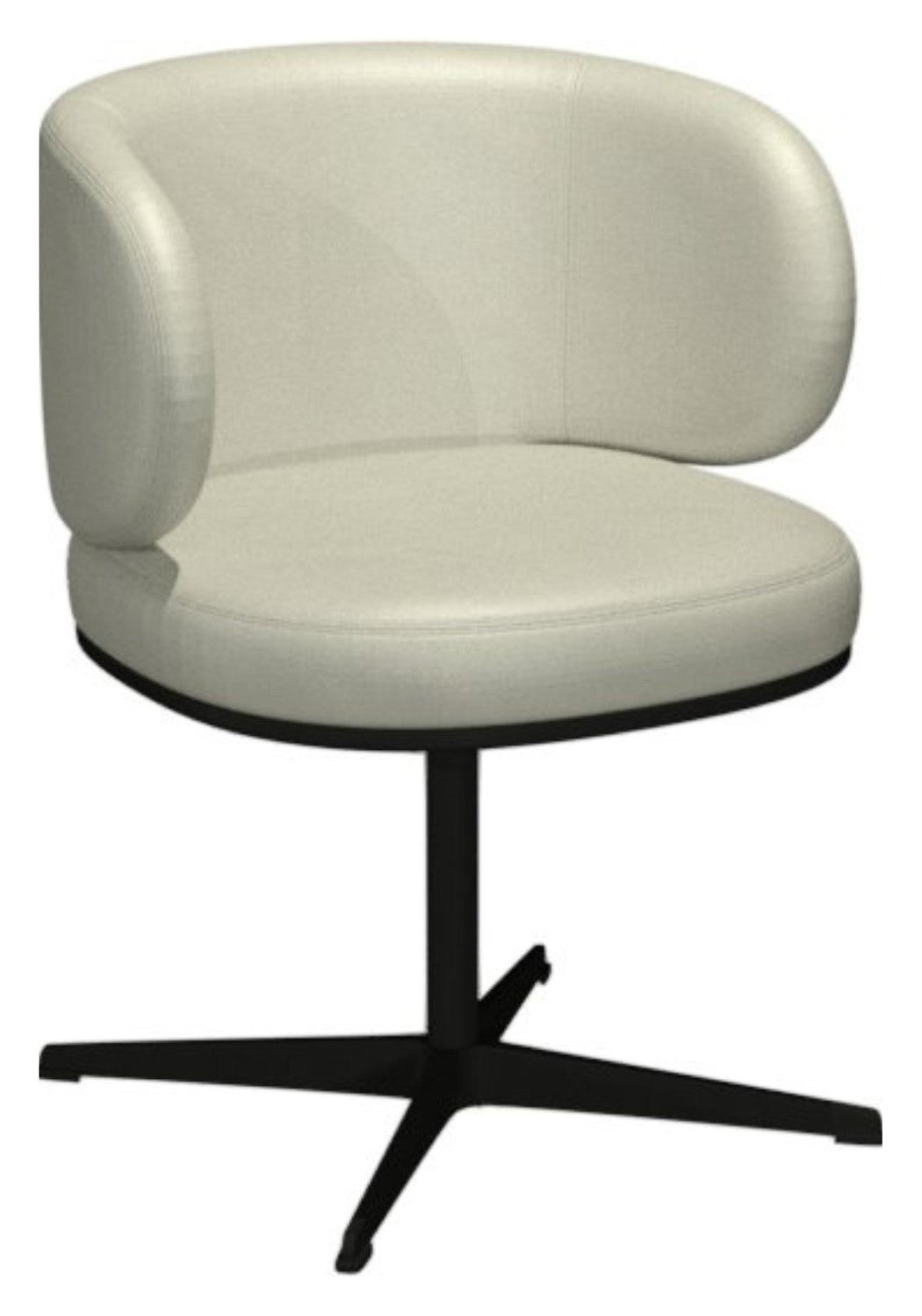 Ivory Leather Effect Curved Back Swivel Dining Chair - Home Furniture Interiors
