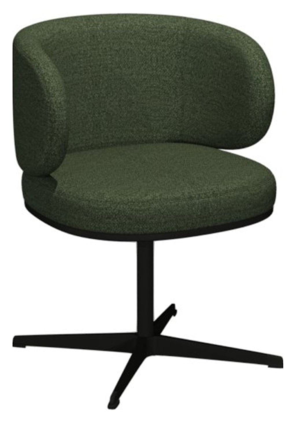 Green Boucle Fabric Curved Back Swivel Dining Chair - Home Furniture Interiors