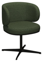 Green Boucle Fabric Curved Back Swivel Dining Chair - Home Furniture Interiors