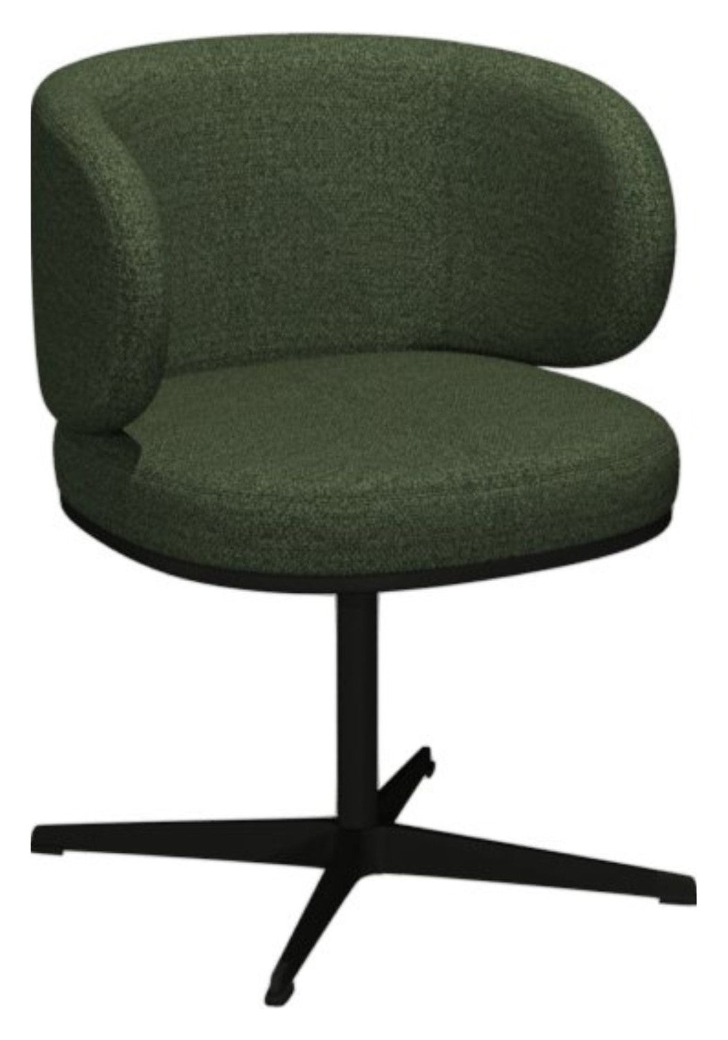 Green Boucle Fabric Curved Back Swivel Dining Chair - Home Furniture Interiors