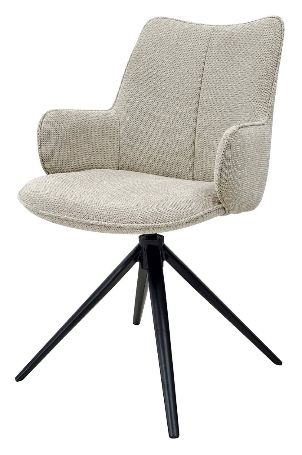 Beige Fabric Swivel Dining Chair Black Legs - Home Furniture Interiors